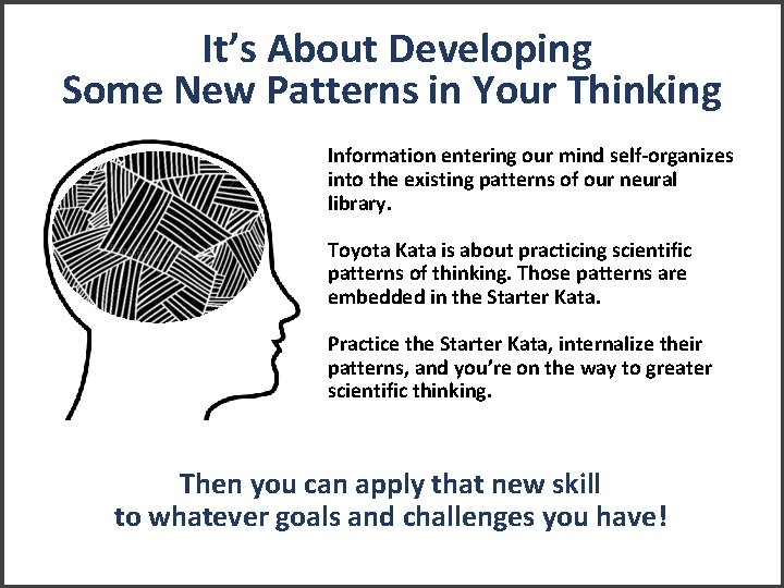 It’s About Developing Some New Patterns in Your Thinking Information entering our mind self-organizes