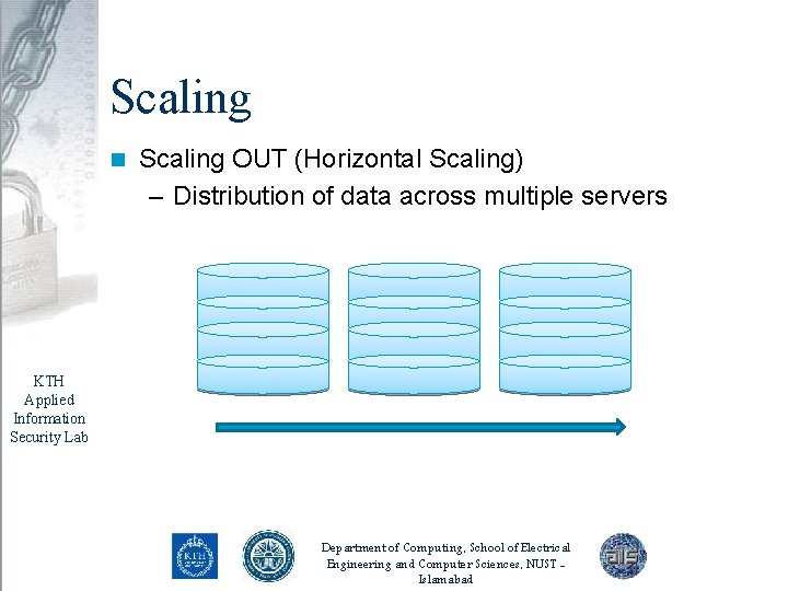 Scaling n Scaling OUT (Horizontal Scaling) – Distribution of data across multiple servers KTH