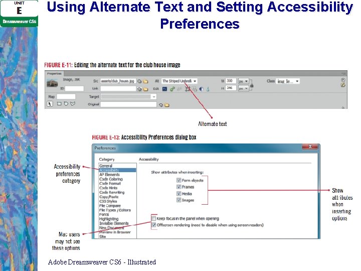 Using Alternate Text and Setting Accessibility Preferences Adobe Dreamweaver CS 6 - Illustrated 