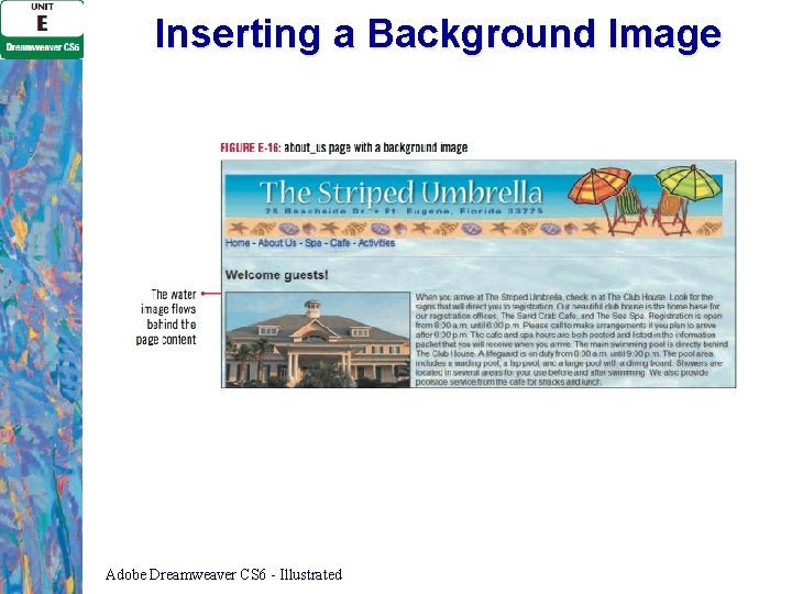 Inserting a Background Image Adobe Dreamweaver CS 6 - Illustrated 