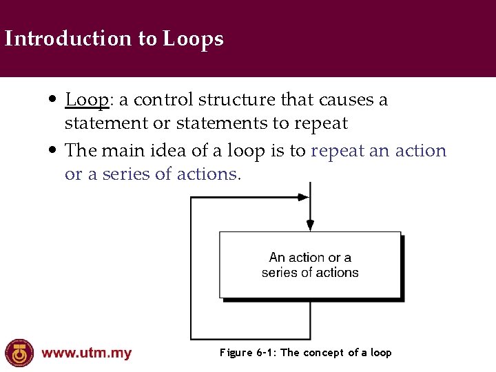 Introduction to Loops • Loop: a control structure that causes a statement or statements