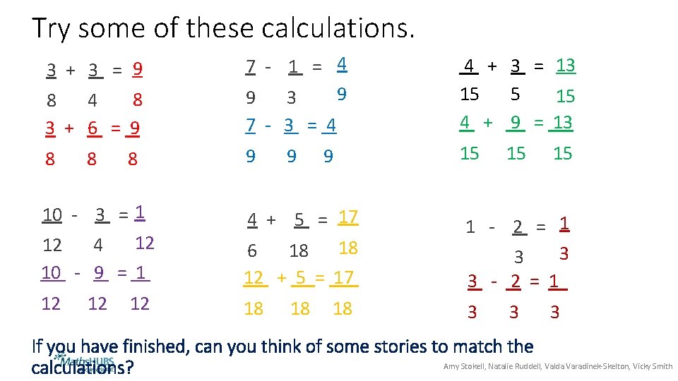 Try some of these calculations. 3 + 3 = 9 8 8 4 3