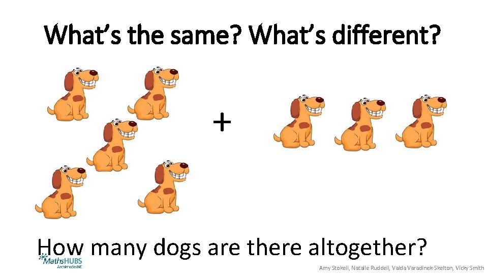 What’s the same? What’s different? + How many dogs are there altogether? Amy Stokell,