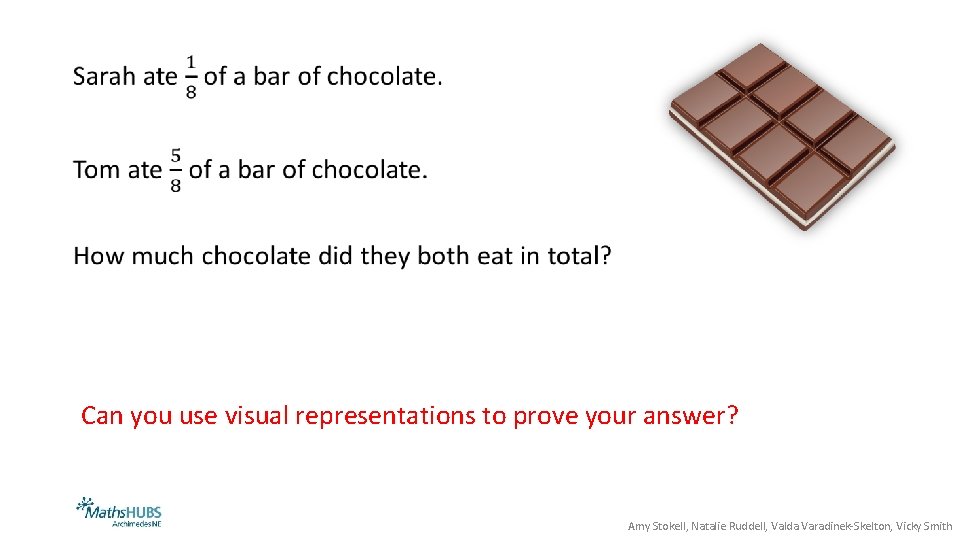  • Can you use visual representations to prove your answer? Amy Stokell, Natalie