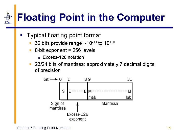 Floating Point in the Computer § Typical floating point format § 32 bits provide Floating Point in the Computer § Typical floating point format § 32 bits provide