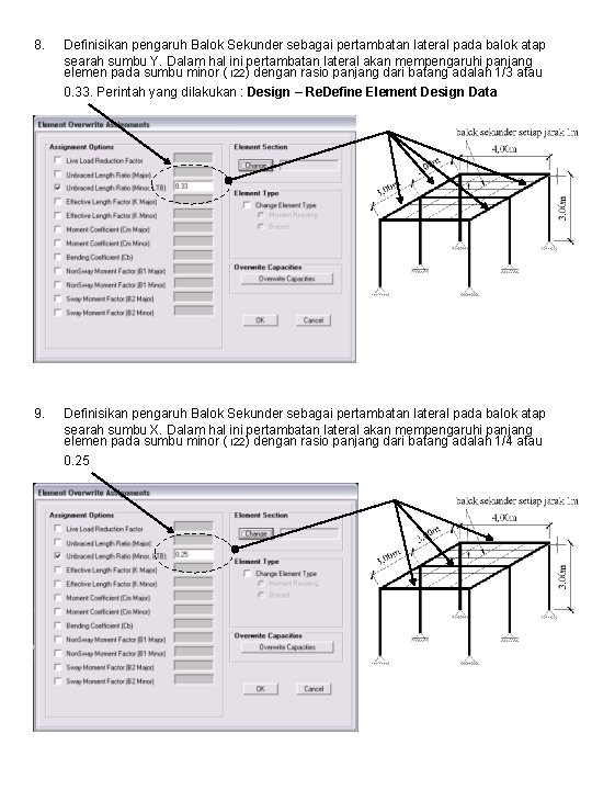 8. Definisikan pengaruh Balok Sekunder sebagai pertambatan lateral pada balok atap searah sumbu Y.