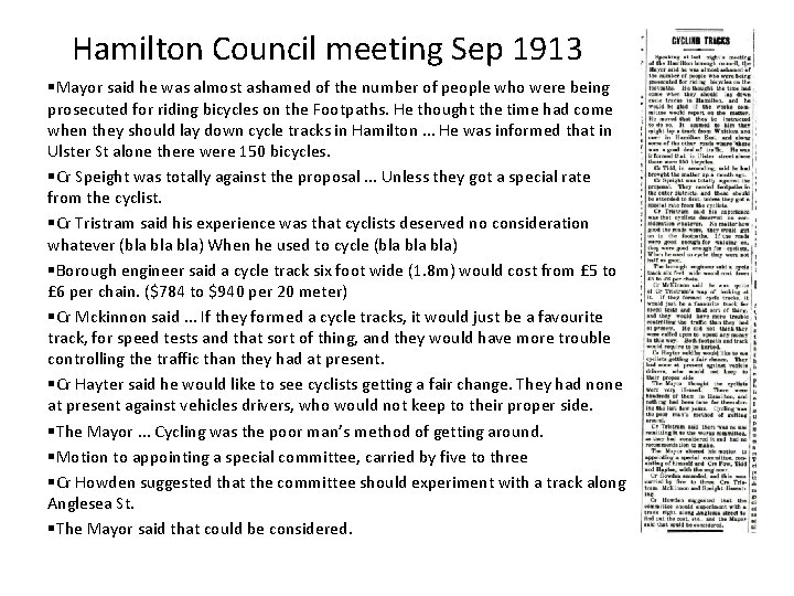 Hamilton Council meeting Sep 1913 §Mayor said he was almost ashamed of the number