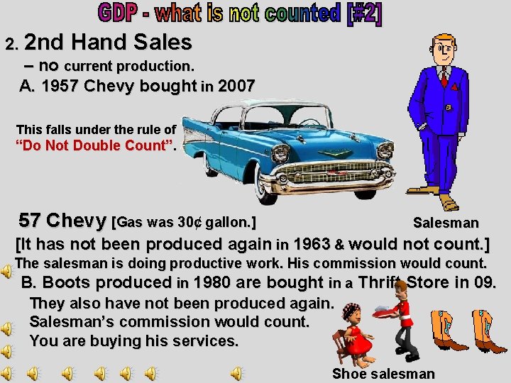 2. 2 nd Hand Sales – no current production. A. 1957 Chevy bought in