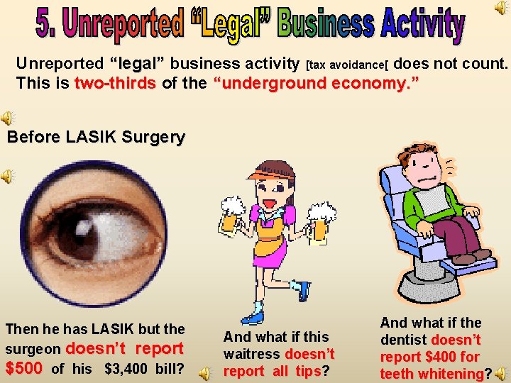 Unreported “legal” business activity [tax avoidance[ does not count. This is two-thirds of the