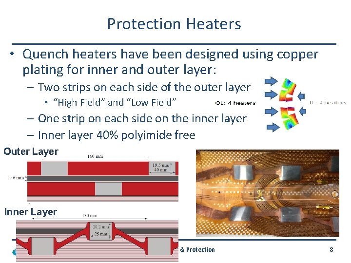 Protection Heaters • Quench heaters have been designed using copper plating for inner and