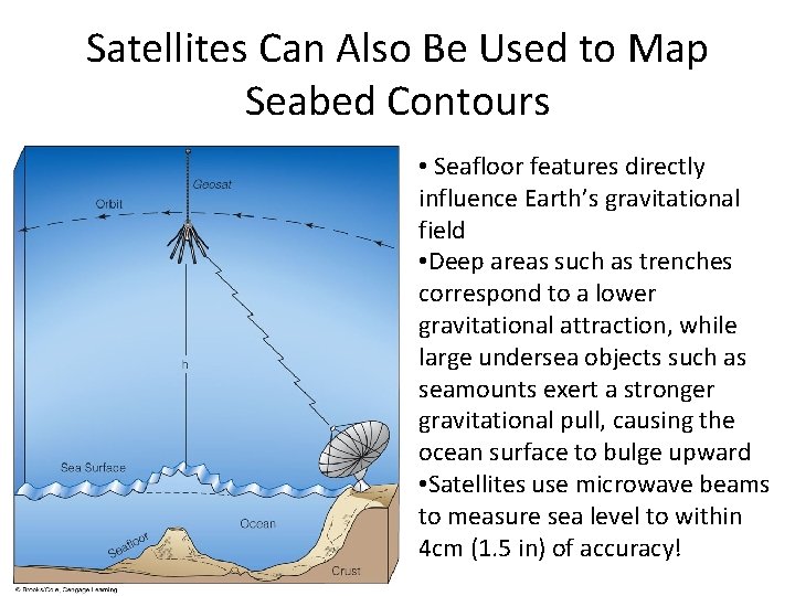 Satellites Can Also Be Used to Map Seabed Contours • Seafloor features directly influence