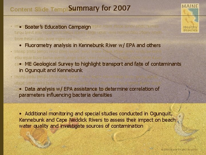 Summary for 2007 Content Slide Template 3 • Imsep pretu tempu revol bileg rokam