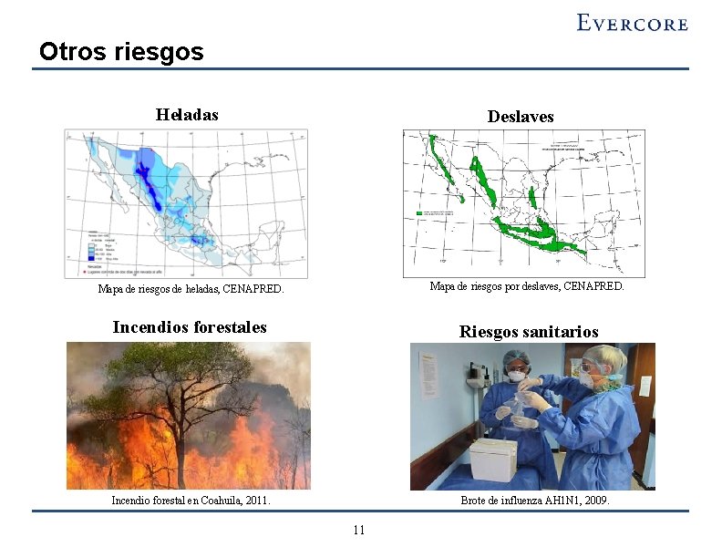 Otros riesgos Heladas Deslaves Mapa de riesgos de heladas, CENAPRED. Mapa de riesgos por