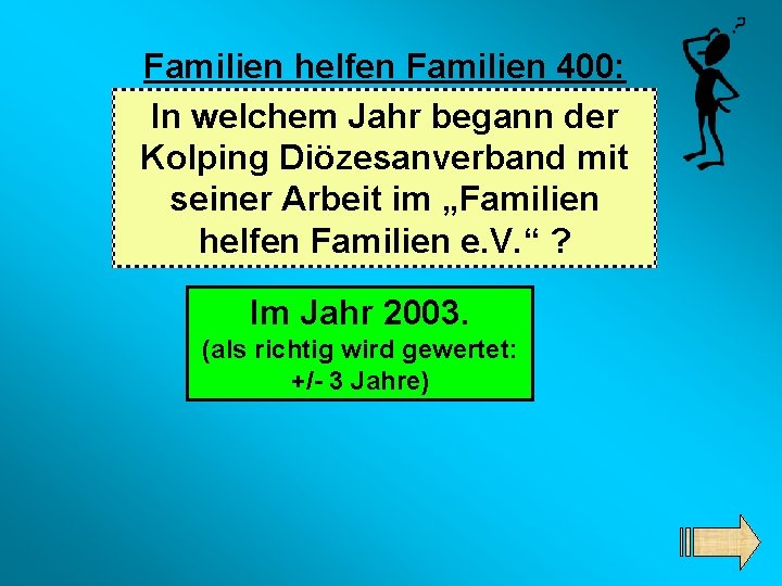 Familien helfen Familien 400: In welchem Jahr begann der Kolping Diözesanverband mit seiner Arbeit