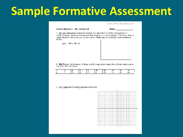 Sample Formative Assessment 