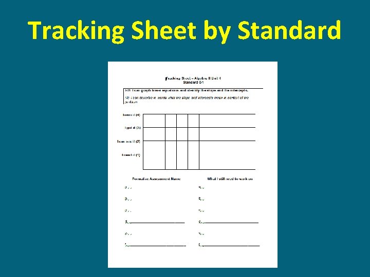 Tracking Sheet by Standard 