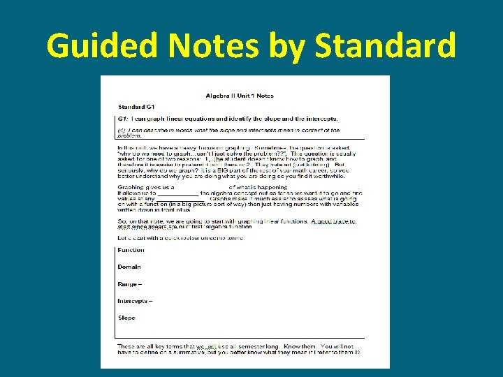 Guided Notes by Standard 