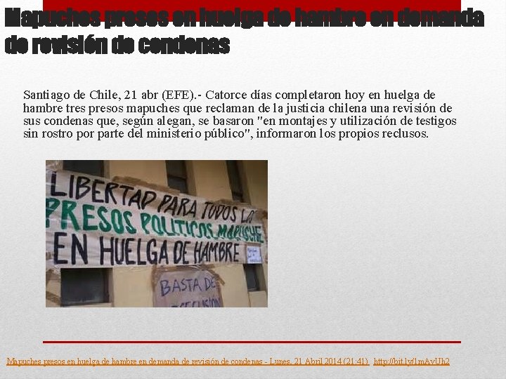 Mapuches presos en huelga de hambre en demanda de revisión de condenas Santiago de