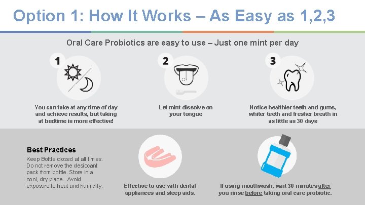 Option 1: How It Works – As Easy as 1, 2, 3 Oral Care