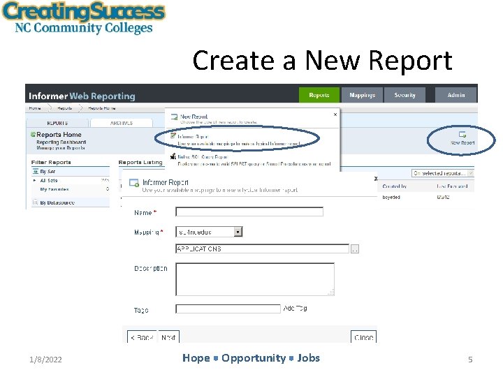 Create a New Report 1/8/2022 Hope Opportunity Jobs 5 