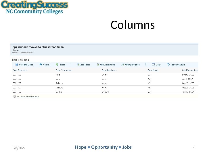 Columns 1/8/2022 Hope Opportunity Jobs 8 