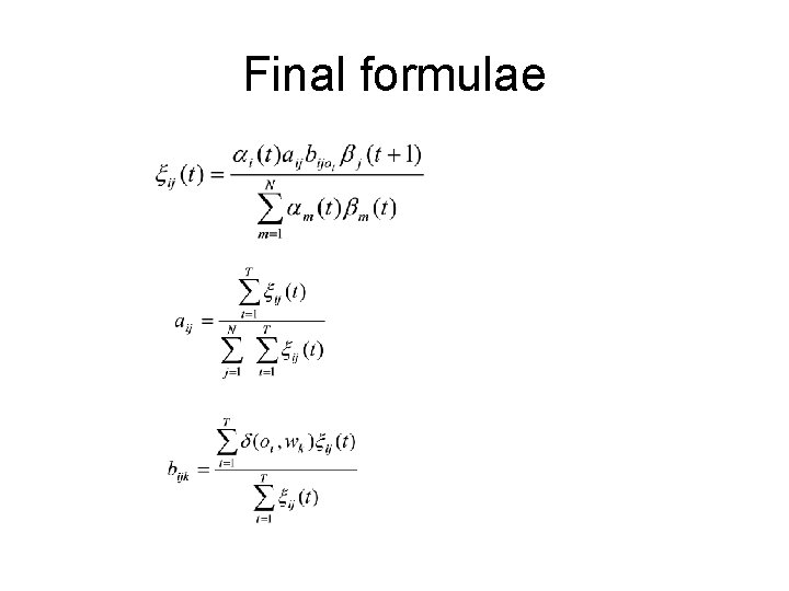 Final formulae 