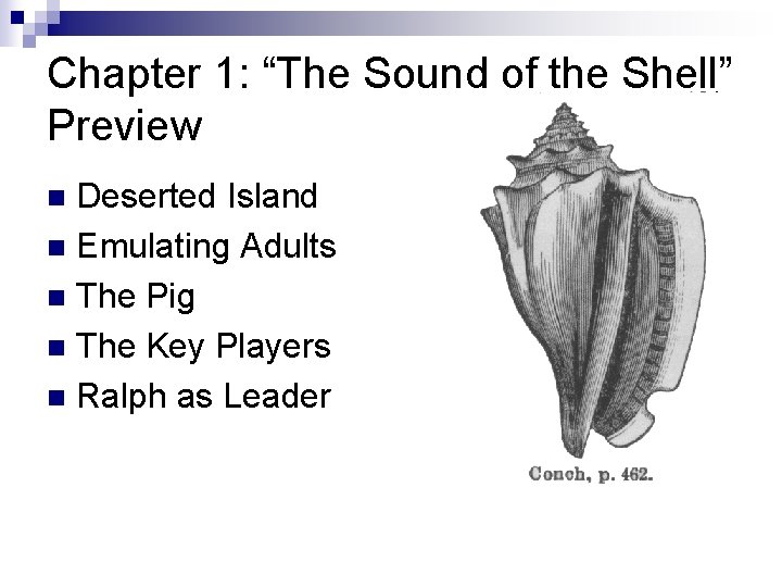 Chapter 1: “The Sound of the Shell” Preview Deserted Island n Emulating Adults n