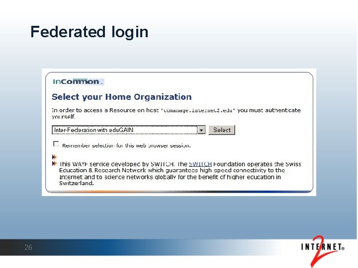 Federated login 26 