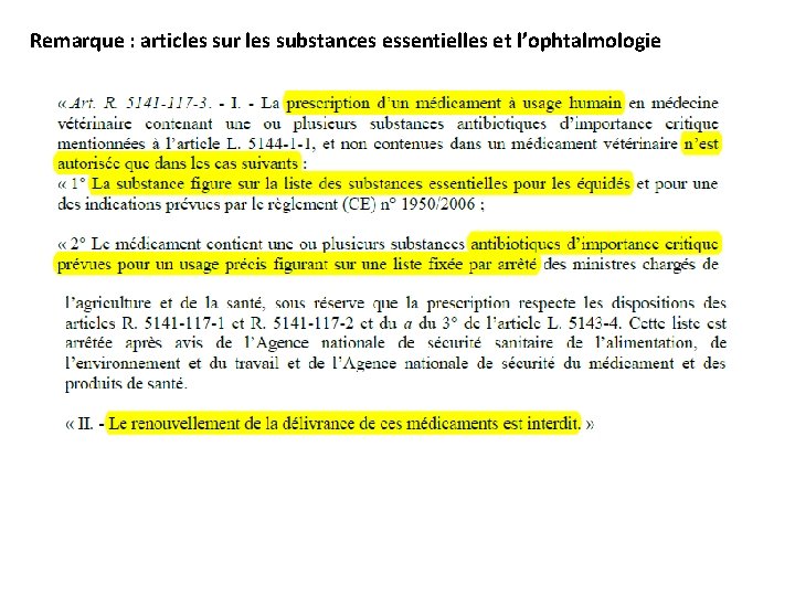 Remarque : articles sur les substances essentielles et l’ophtalmologie 