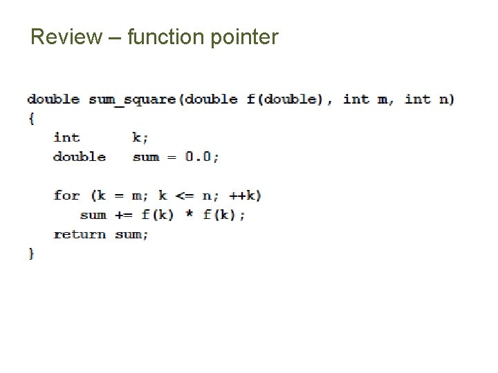 Review – function pointer 