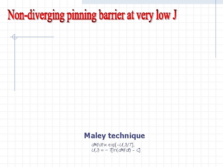 Maley technique d. M/dt exp[ U(J)/T], U(J) = – T[ln(d. M/dt) C] 