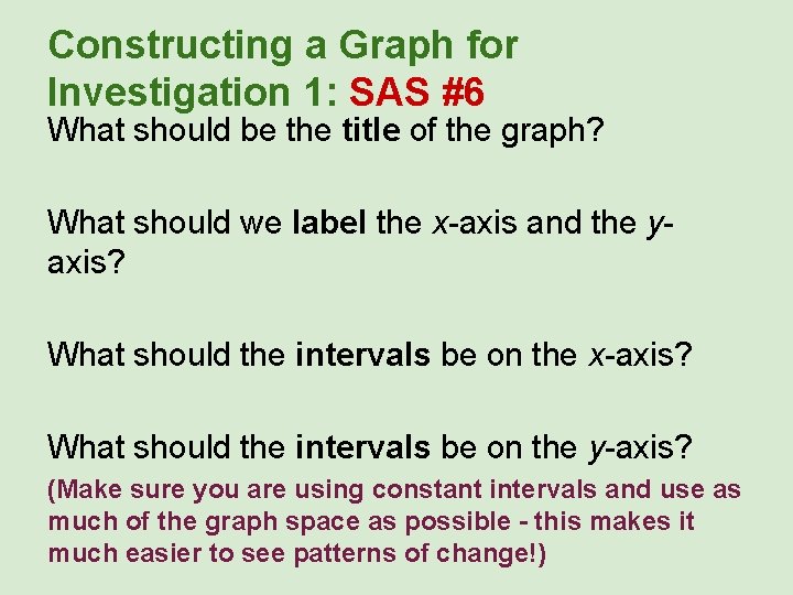 Constructing a Graph for Investigation 1: SAS #6 What should be the title of