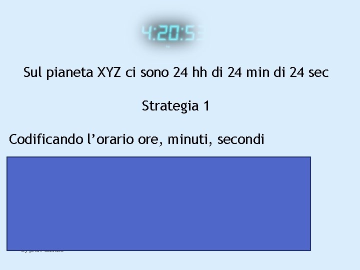 Sul pianeta XYZ ci sono 24 hh di 24 min di 24 sec Strategia