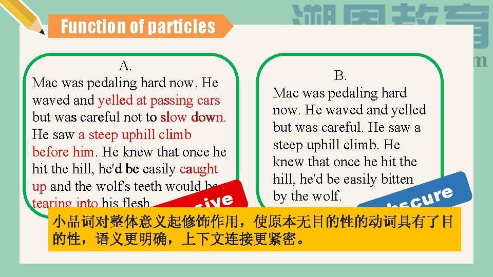 Function of particles A. B. Mac was pedaling hard now. He Mac was pedaling