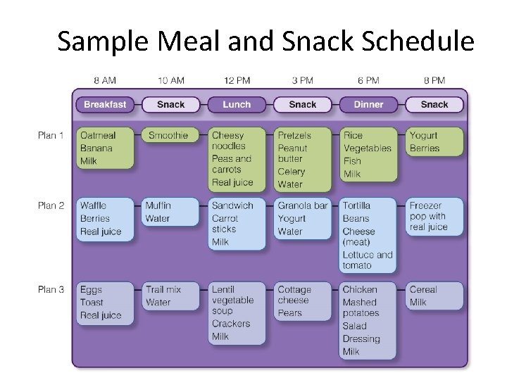 Sample Meal and Snack Schedule 