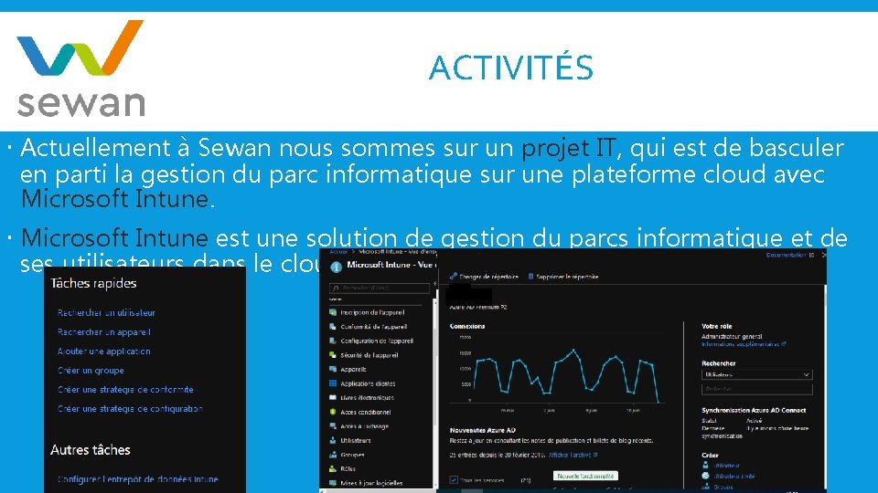 ACTIVITÉS Actuellement à Sewan nous sommes sur un projet IT, qui est de basculer
