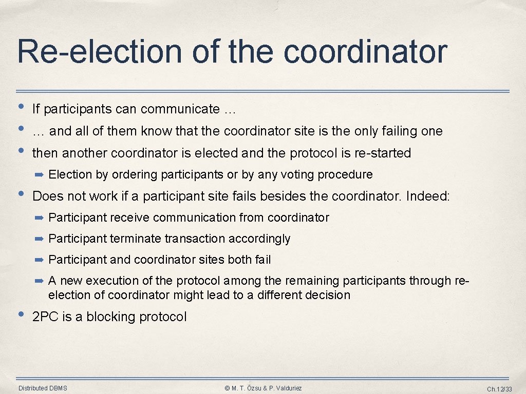 Re-election of the coordinator • • • If participants can communicate … … and Re-election of the coordinator • • • If participants can communicate … … and