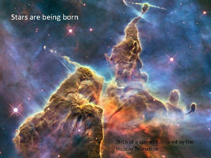 Stars are being born Birth of a star as captured by the Hubble Telescope