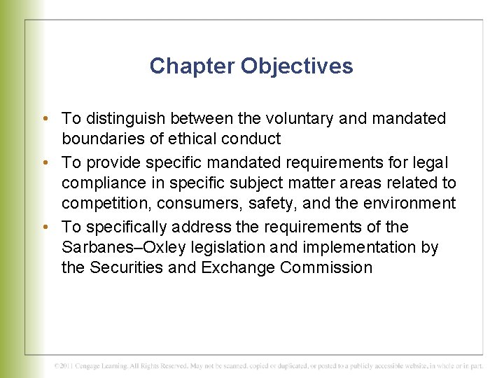 Chapter Objectives • To distinguish between the voluntary and mandated boundaries of ethical conduct