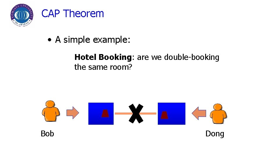 CAP Theorem • A simple example: Hotel Booking: are we double-booking the same room?