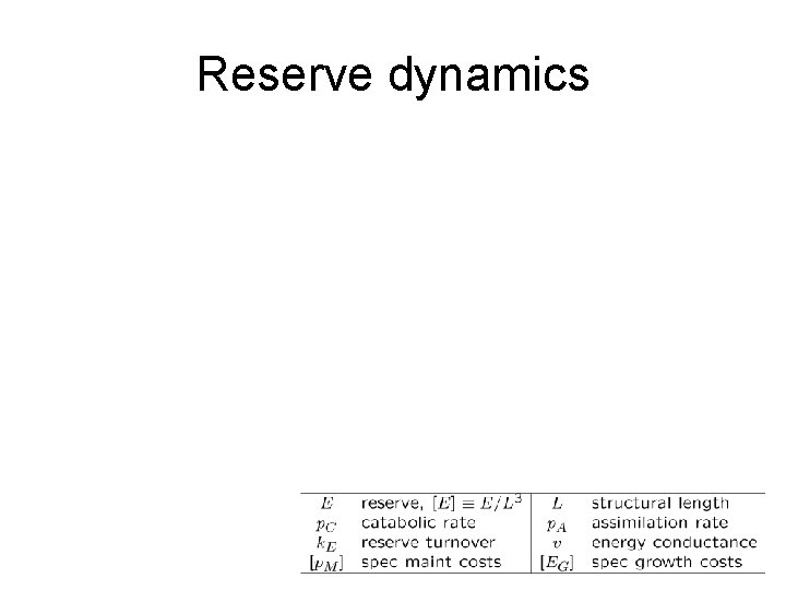 Reserve dynamics 