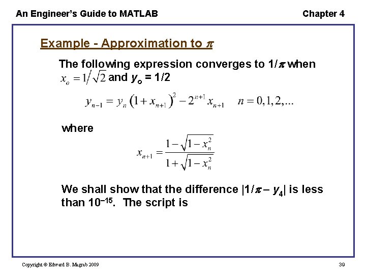 An Engineer’s Guide to MATLAB Chapter 4 Example - Approximation to The following expression