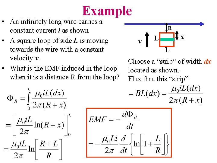 Example • An infinitely long wire carries a constant current i as shown •