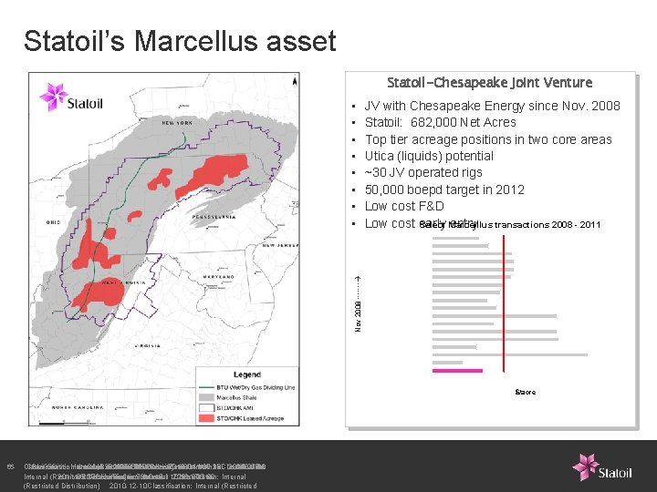 Statoil’s Marcellus asset Statoil-Chesapeake Joint Venture Nov 2008 ------- • • JV with Chesapeake