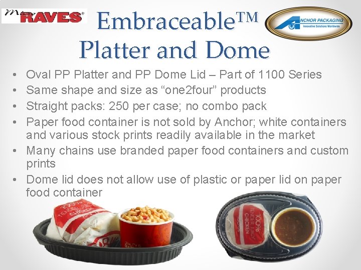 Embraceable™ Platter and Dome • • Oval PP Platter and PP Dome Lid –