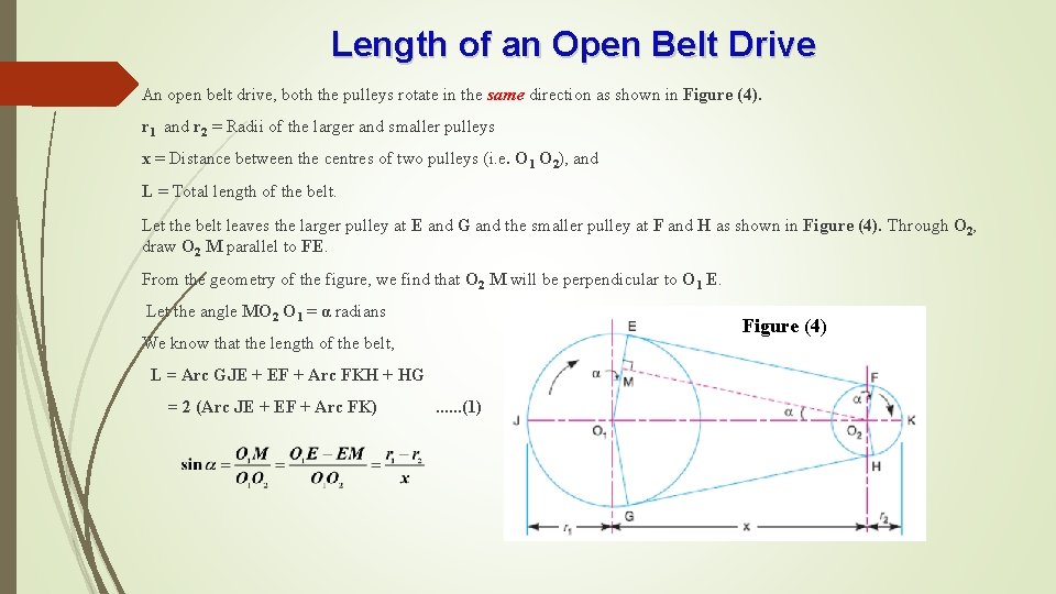 Length of an Open Belt Drive An open belt drive, both the pulleys rotate