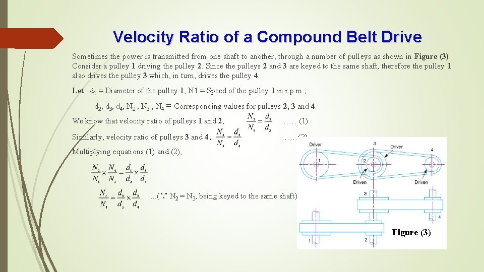 Velocity Ratio of a Compound Belt Drive Sometimes the power is transmitted from one