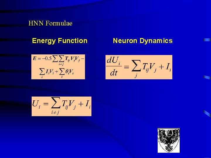 HNN Formulae Energy Function Neuron Dynamics HNN Formulae Energy Function Neuron Dynamics