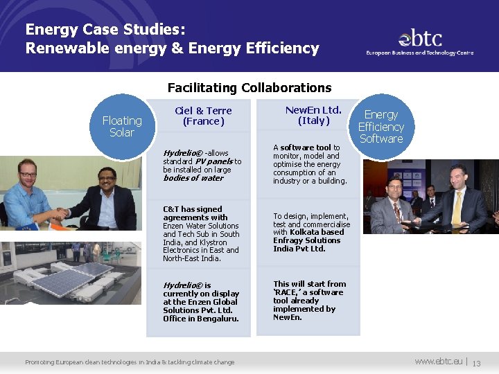 Energy Case Studies: Renewable energy & Energy Efficiency March 2013 Facilitating Collaborations Floating Solar