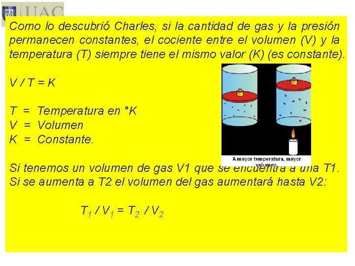 Como lo descubrió Charles, si la cantidad de gas y la presión permanecen constantes,